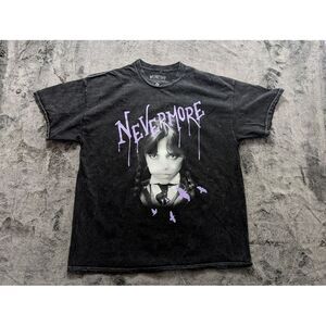 Wednesday Nevermore Short Sleeve T Shirt Women's Size Medium Distressed